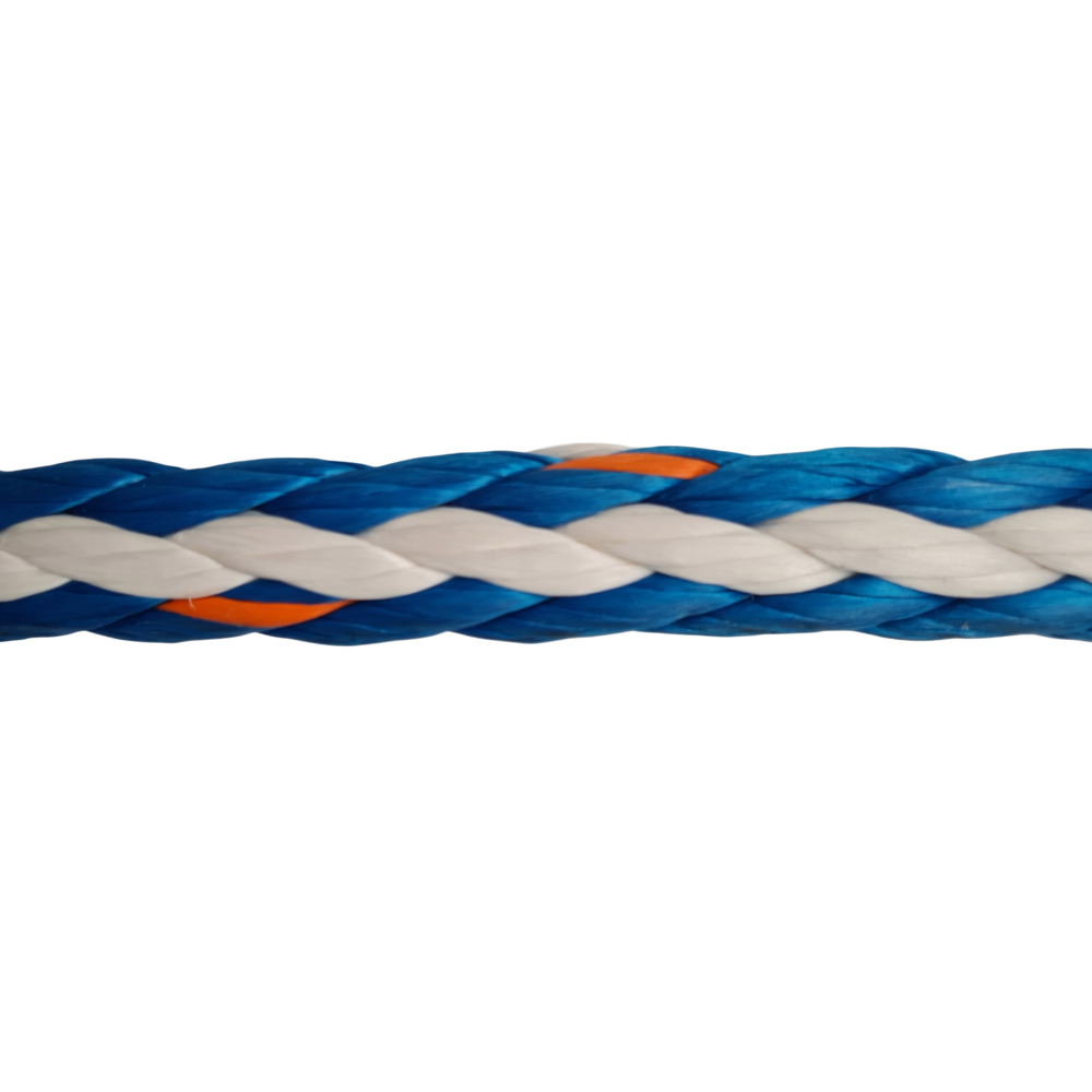 HoendeRope HMPE (BLUE/WHITE) 400,0kN  22MM, 35M + 2 ogen (1,5M) met hoes en certificaat