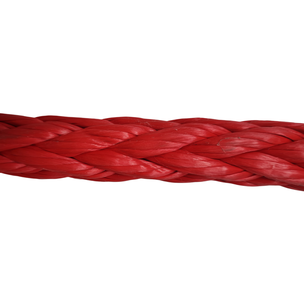 HMPE ROOD 400,0kN  22MM, HASPEL 1000M (100% ÉÉN KLEUR)