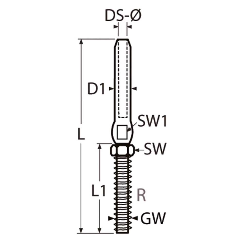 RVS DRAADTERMINAL M8 / 5 MM