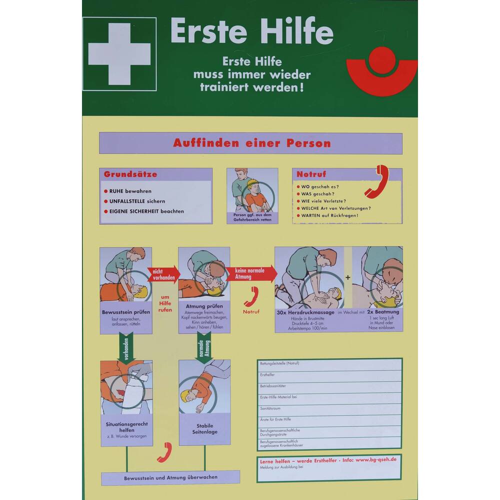 ERSTE HILFE PLAAT 2017 (DUITS) 590 X 410 MM