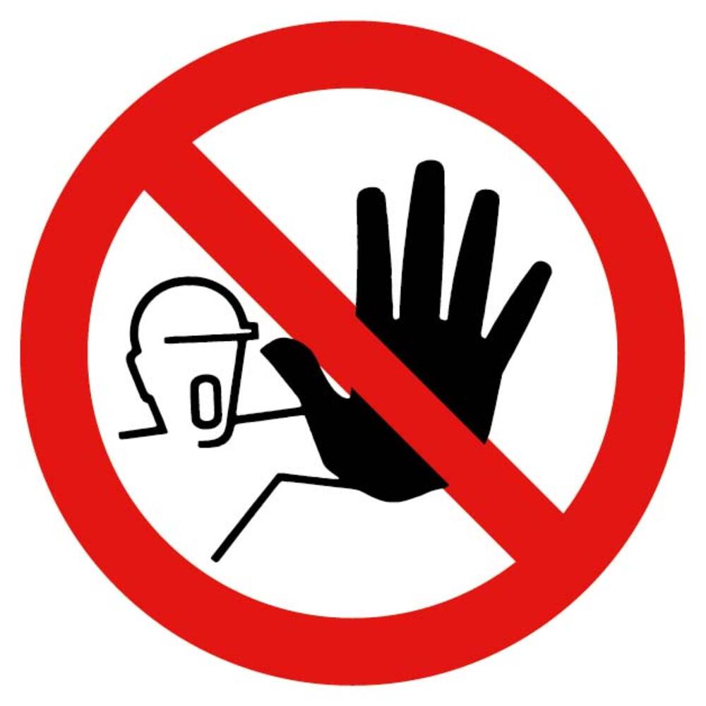 STICKER VERBODEN TOEGANG VOOR ONBEVOEGDEN, HAND Ø 10 CM