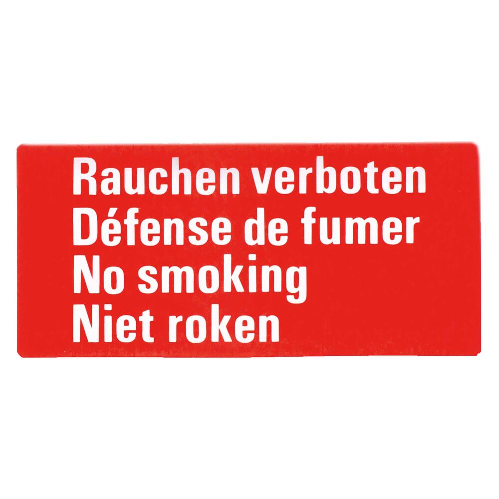 STICKER NIET ROKEN (NEDERLANDS, ENGELS, DUITS, FRANS) 15 X 7 CM