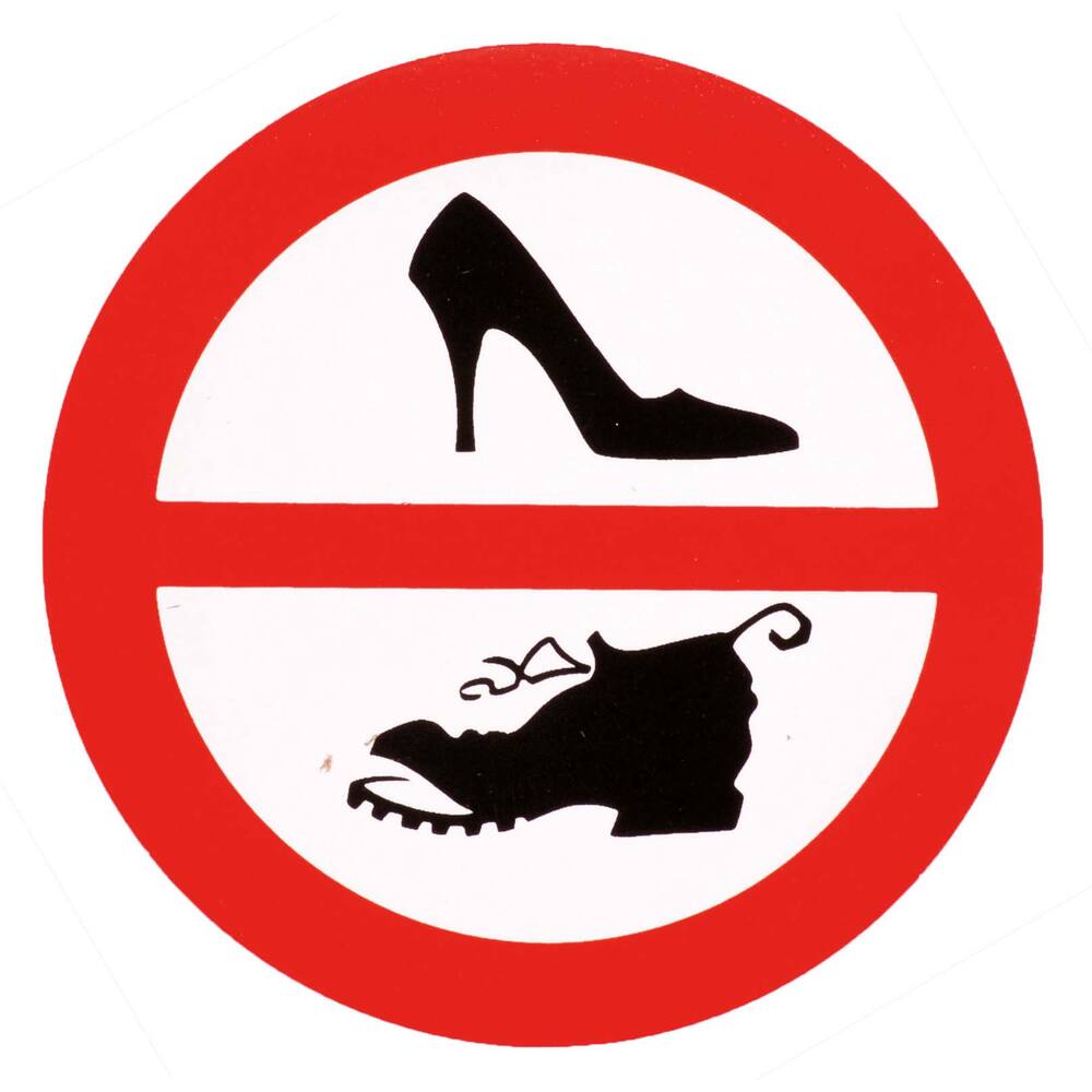 STICKER SCHOENEN VERBODEN Ø 10 CM