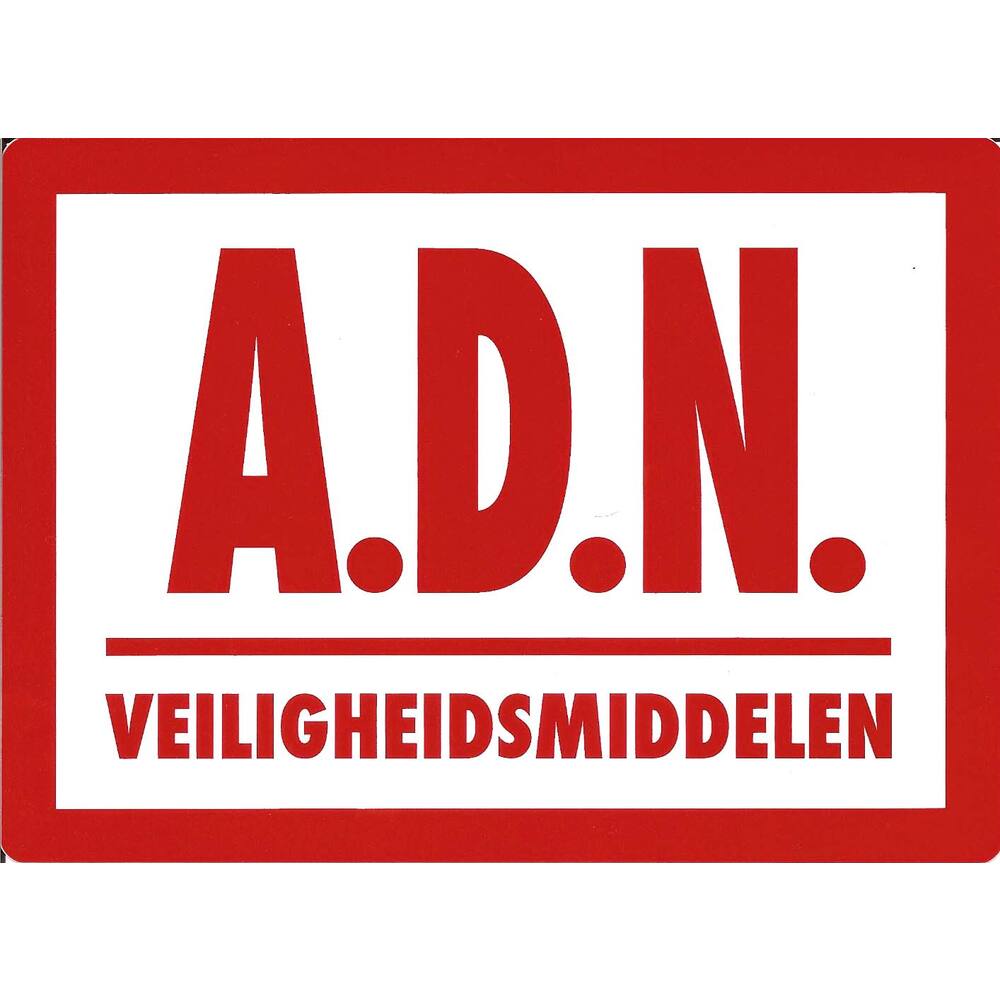 STICKER A.D.N. VEILIGHEIDSMIDDELEN 17 X 13 CM