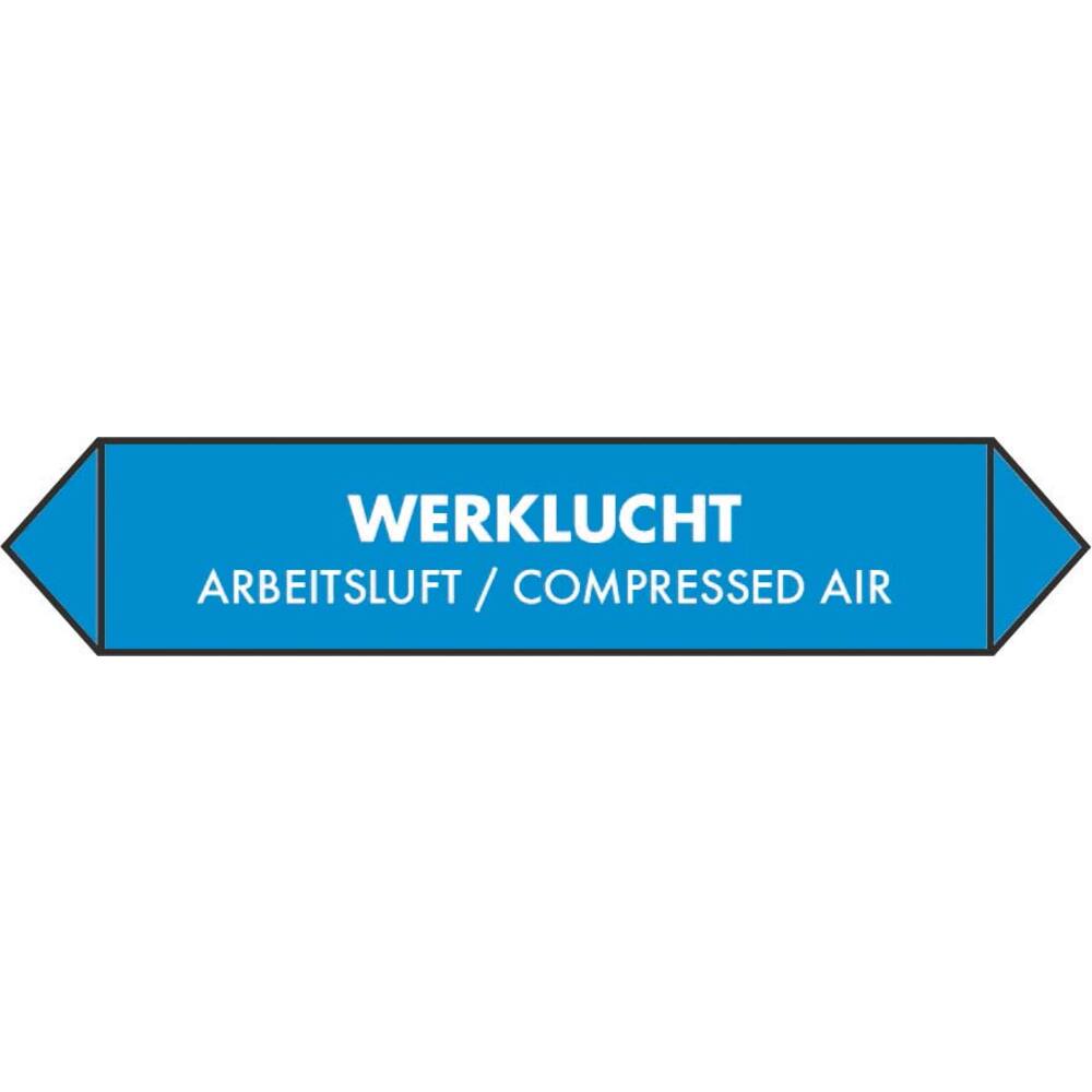 LEIDINGSTICKER WERKLUCHT (NEDERLANDS, ENGELS, DUITS) 15 X 3 CM