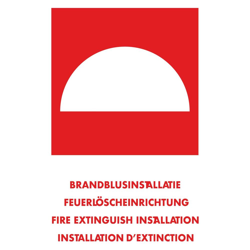STICKER BRANDBLUSINSTALLATIE MET TEKST (NEDERLANDS, ENGELS, DUITS, FRANS) 10 X 15 CM