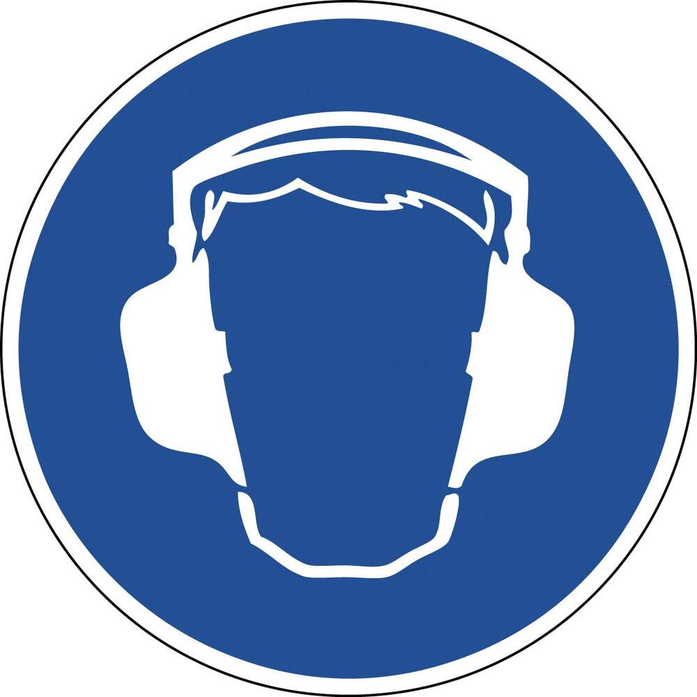 STICKER GEHOORBESCHERMING VERPLICHT Ø 10 CM