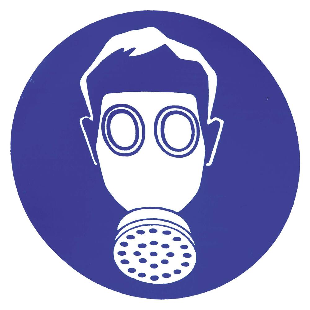 STICKER ADEMBESCHERMING VERPLICHT Ø 10 CM