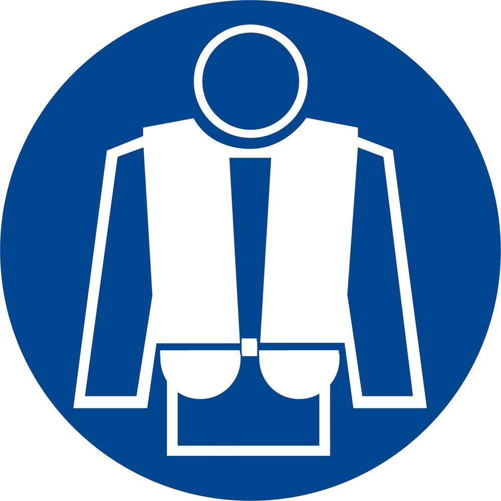 STICKER REDDINGSVEST DRAGEN VERPLICHT Ø 10 CM