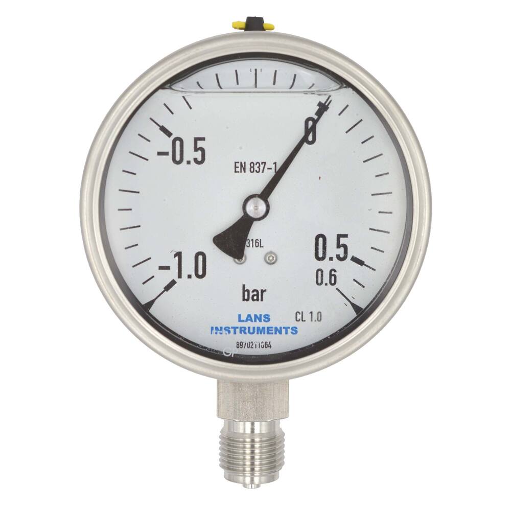 BUISVEERMANOMETER RVS, KAST Ø 100MM ONDERAANSLUITING 1/2'' 0-4BAR