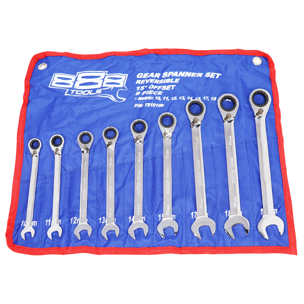 T8 OMSCHAKELBARE STEEKRINGRATEL SLEUTEL SET 9 DELIG (10-19 MM)