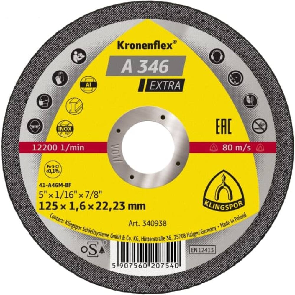DOORSLIJPSCHIJF (A 346 EXtra) 115 X 1,6 X 22,23MM (25 SCHIJF/DOOS)