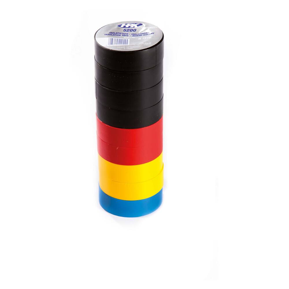 10X10M ISOLATIETAPE 19MM/5 KLEUREN