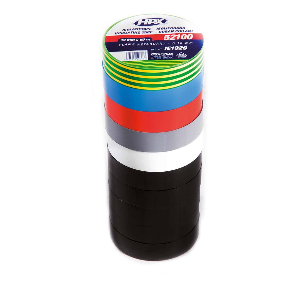 10X20M ISOLATIETAPE 19MM/6 KLEUREN