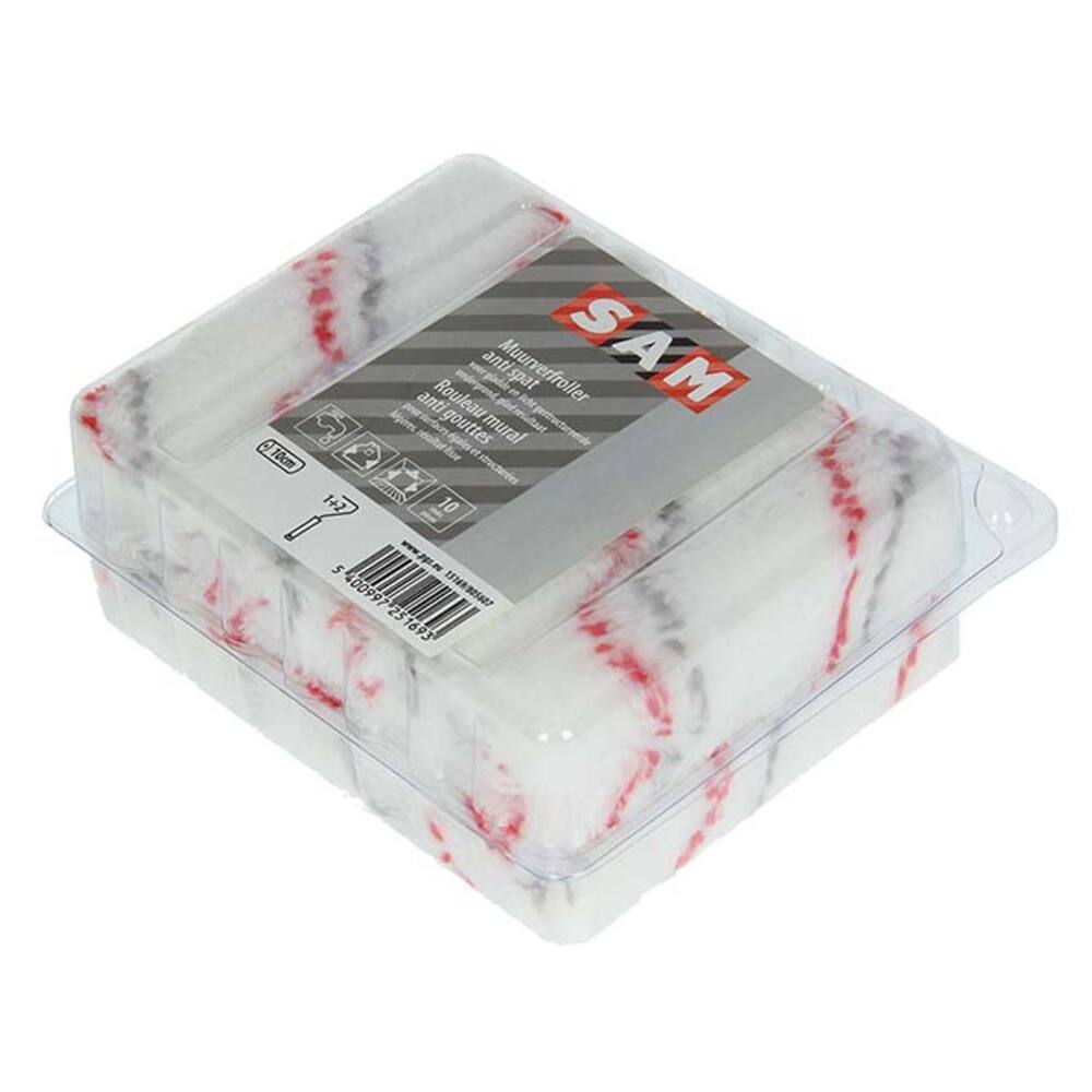 VERFROL PERLON WIT MET RODE EN GRIJZE STREEP 10 CM (10 STUK/DOOSJE)