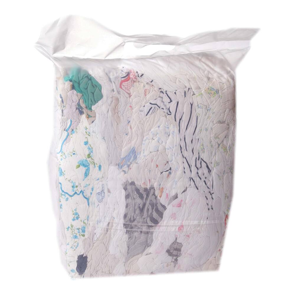 POETSLAPPEN WITTE TRICOT SPECIAAL, GEKLEURD RANDJE 5KG PLASTIC TAS (66 STUK/PALLET)