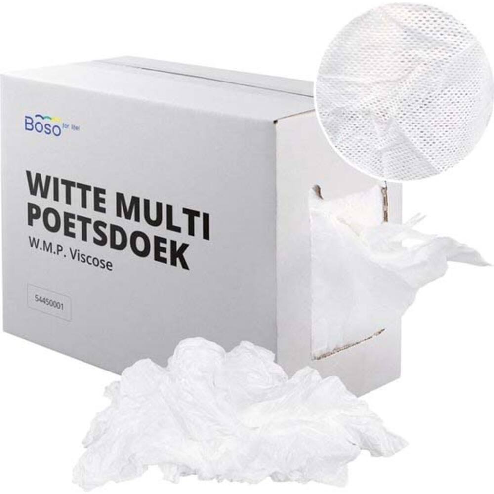 VISCOSE MULTI POETSDOEKEN, GEHEEL WIT 4KG DOOS (52 DOOS/PALLET)