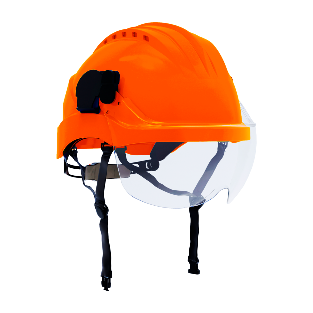 VEILIGHEIDSHELM CLIMAX ORANJE + BRIL