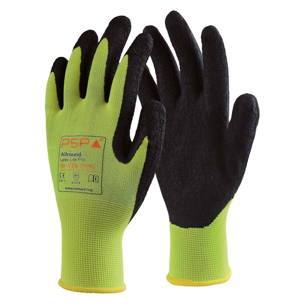 HANDSCHOEN PSP 10-125 ALLROUND LATEX LITE PRO HI-VIS GEEL, MT 08/M