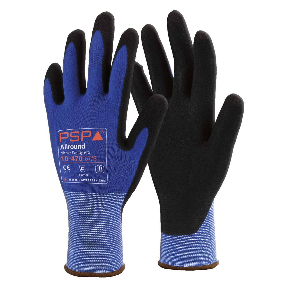 HANDSCHOEN PSP 10-470 ALLROUND NITRILE SANDY PRO BLAUW, MT 08/M