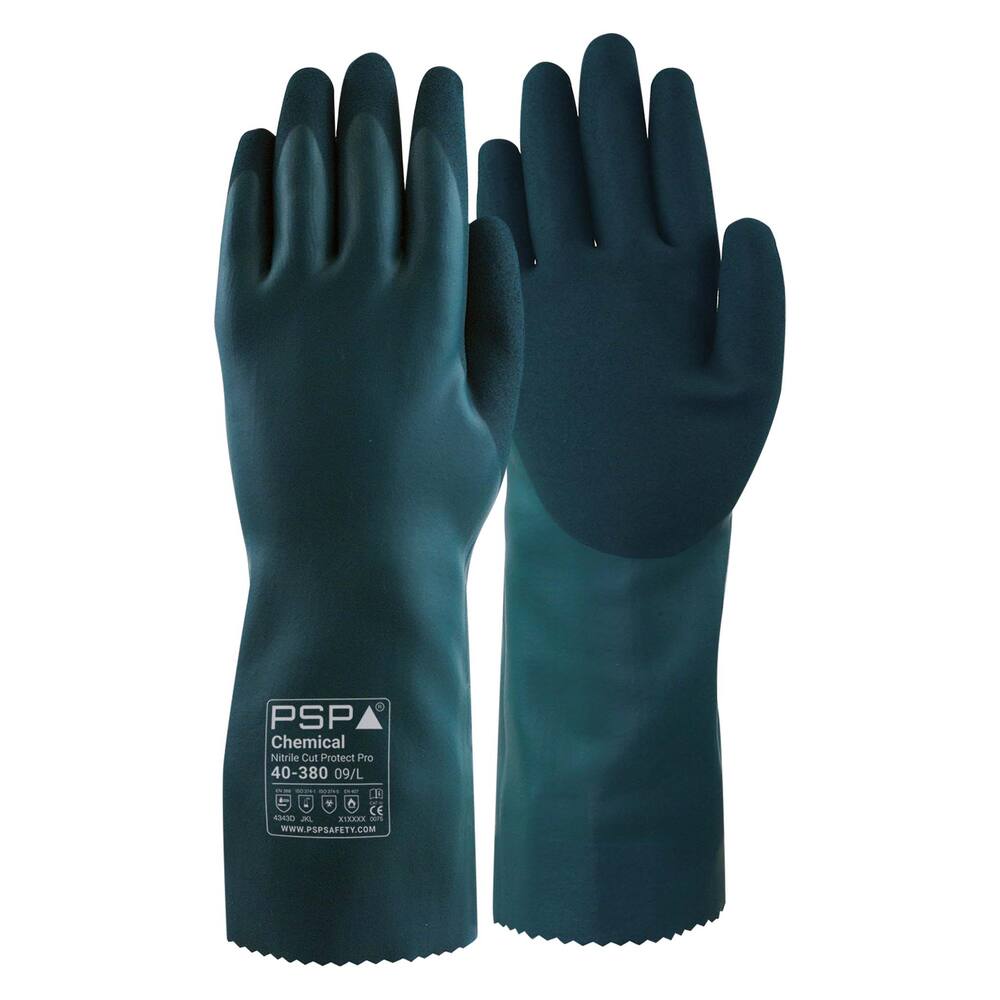 HANDSCHOEN PSP 40-380 CHEMICAL NITRILE CUT PROTECT PRO, MT 09/L