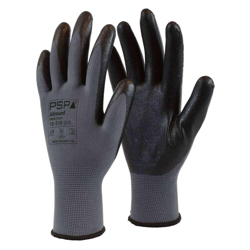 HANDSCHOEN PSP 10-510 ALLROUND NITRIL SCHUIM ZWART, MT 08/M