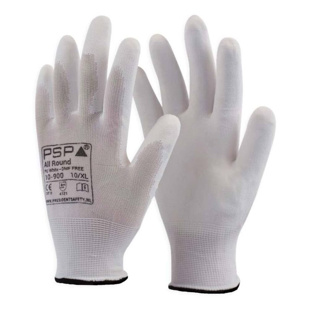 HANDSCHOEN PSP 10-900 ALLROUND PU DMF VRIJ WIT, MT 10/XL