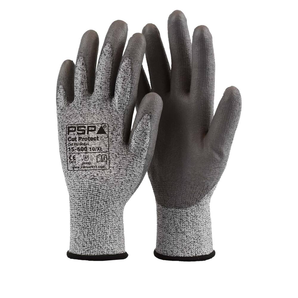 HANDSCHOEN PSP 15-600 CUT PROTECT D PU GREY, MT 08/M