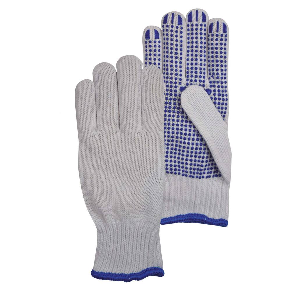 HANDSCHOEN PSP 20-300 POLY KATOEN GEBREID PVC DOT 12ST, ONE SIZE