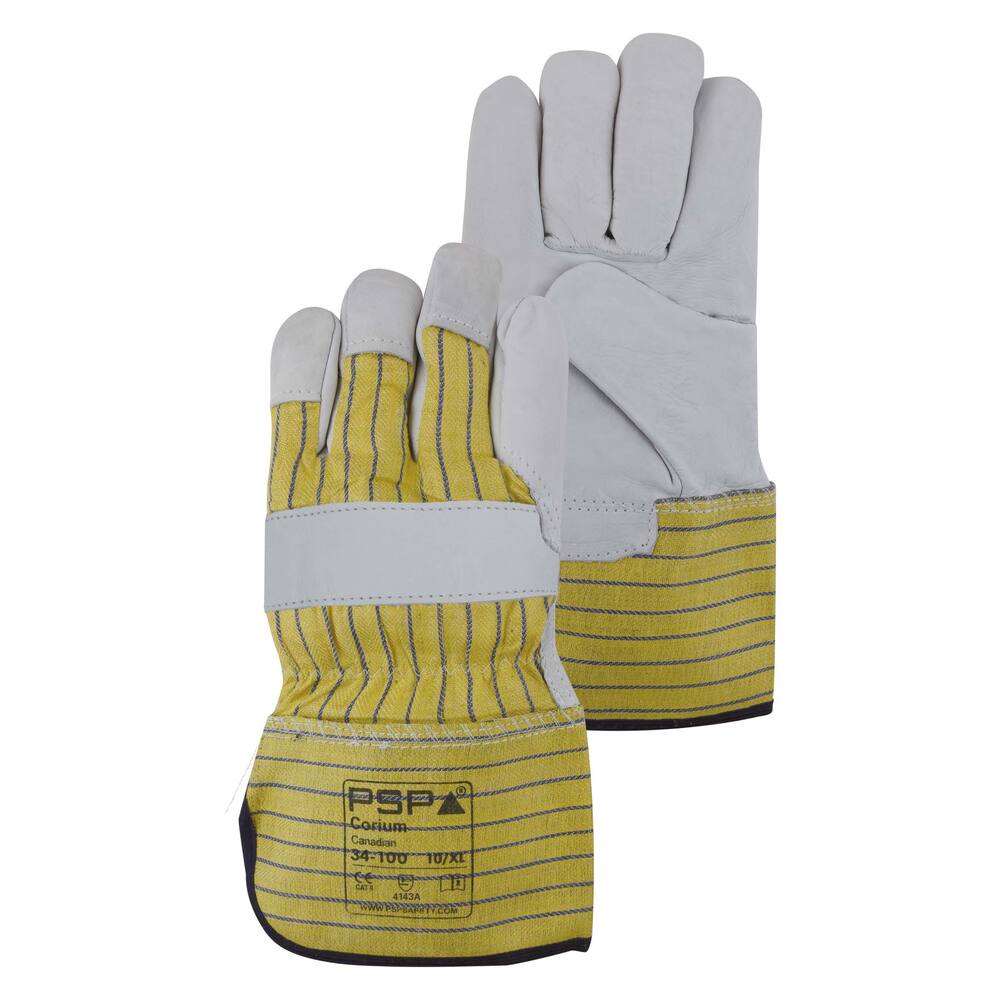 HANDSCHOEN PSP 34-100 AMERIKAANTJE NERFLEER GEEL / BLAUW, VOERING KATOEN, MT 08/M