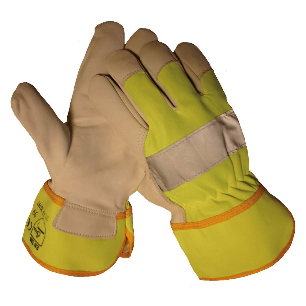 +HANDSCHOEN BOXLEER-AA REFLECTEREND GEEL GG M12