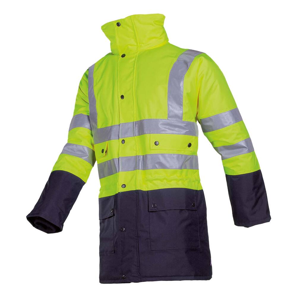 WINTER REGENPARKA STORMFLASH SIGNALISATIE GEEL/MARINEBLAUW - S