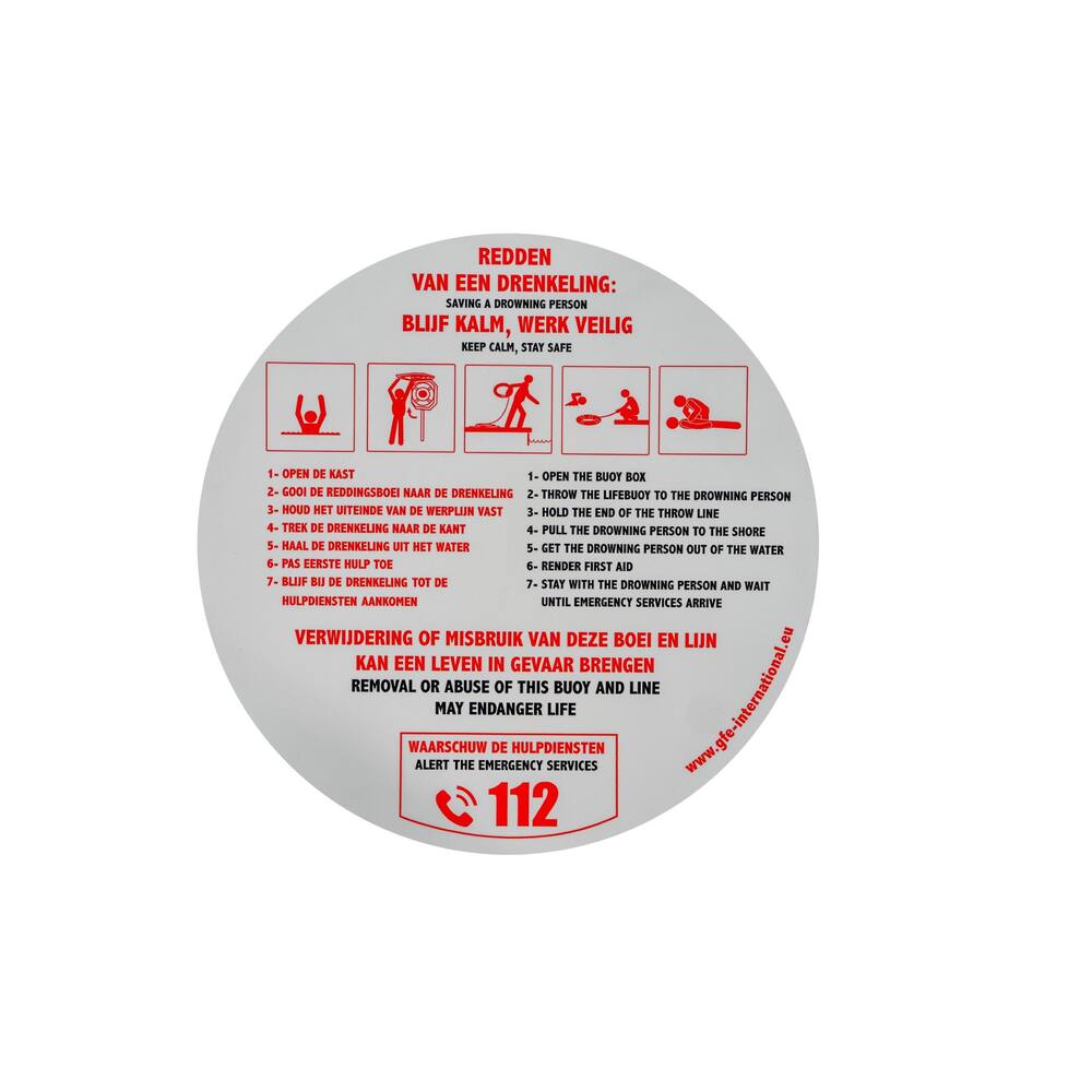 GFE INSTRUCTIESTICKER REDDINGSBOEIKAST UNIVERSEEL (NEDERLANDS/ENGELS)