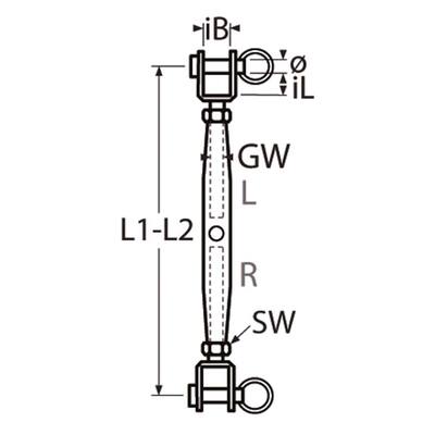 SPANSCHROEF GAFFEL-GAFFEL, RVS 316