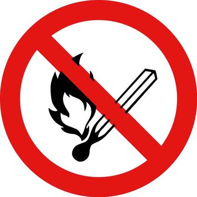 STICKER, VUUR, OPEN LICHT EN ROKEN VERBODEN, LUCIFER (ES-TRIN)