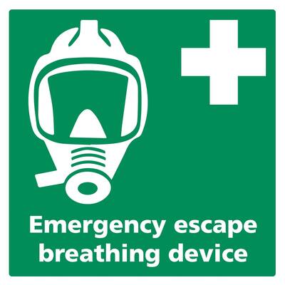 STICKER, VLUCHTMASKER MET TEKST